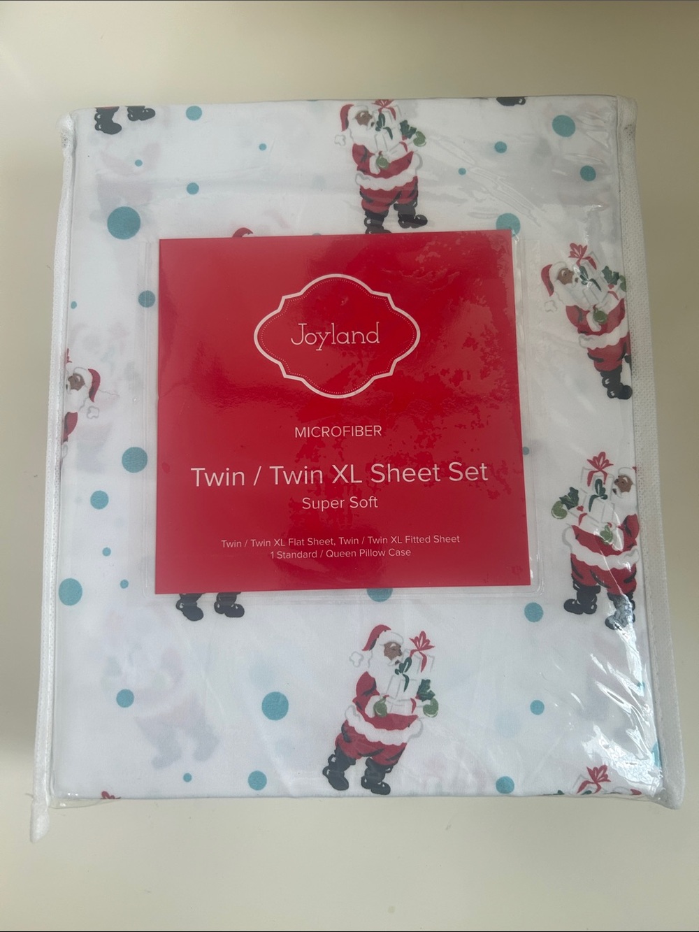 Joyland Microfiber Santa Twin /‎ Twin XL Microfiber Sheet Set NWT